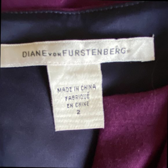 Diane Von Furstenberg Women's Purple Valda Cap Sleeve Wool Blend Satin Hem 2 - Picture 2 of 4